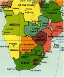 Zimbabwe - land-locked country located in southern Africa, bordered by South Africa, Mozambique, Zambia, Namibia and Botswana. Click to see an enlarged version.
